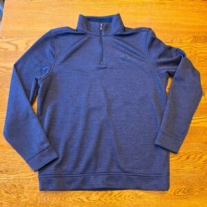 Under‎ Armour Men's Navy Blue Textured Striped Quarter Zip Pullover Sweatshirt M